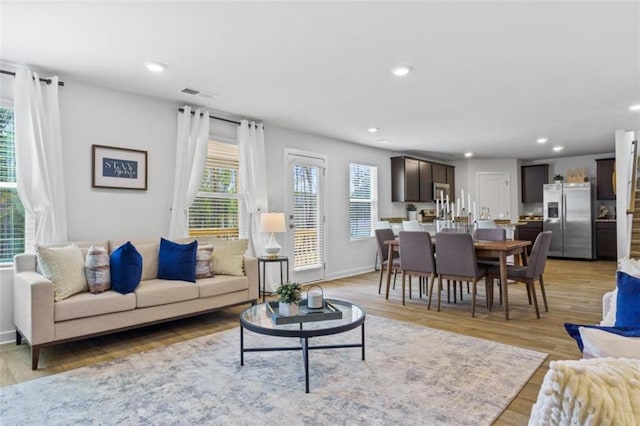 living room featuring light hardwood / wood-style flooring