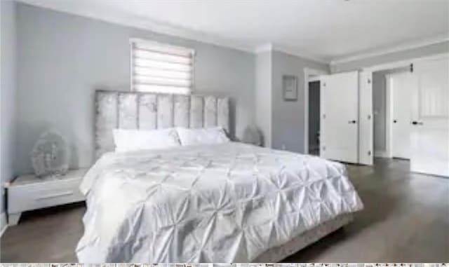 bedroom featuring dark wood-type flooring