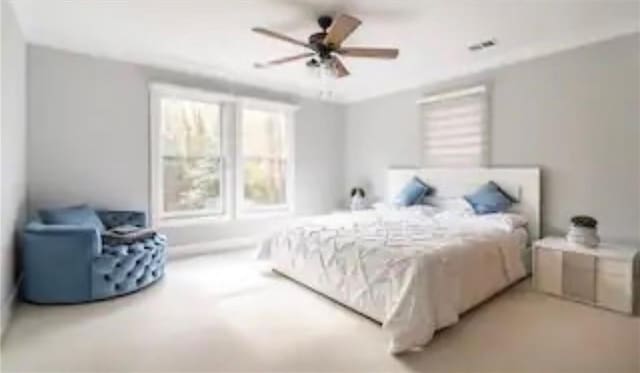 bedroom featuring ceiling fan