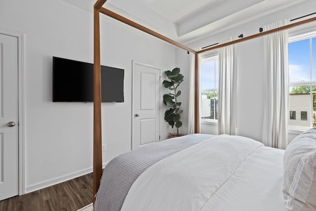 bedroom featuring dark wood-type flooring