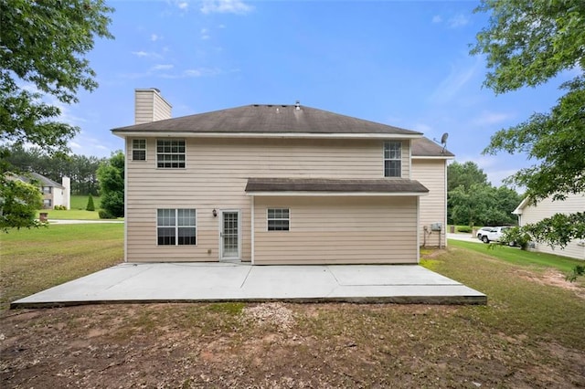 1486 Rogers Crossing Dr, Lithonia, GA 30058 - back of house featuring a patio area, a lawn, and a chimney