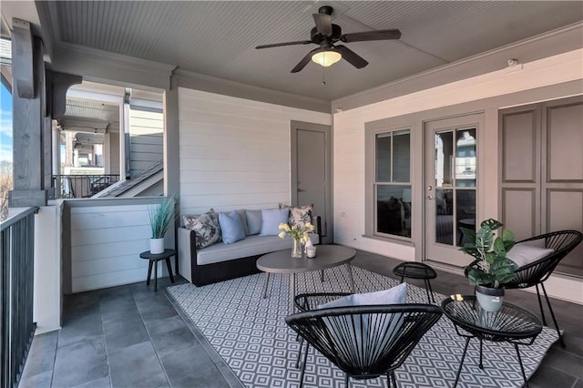 view of patio / terrace with an outdoor hangout area and ceiling fan