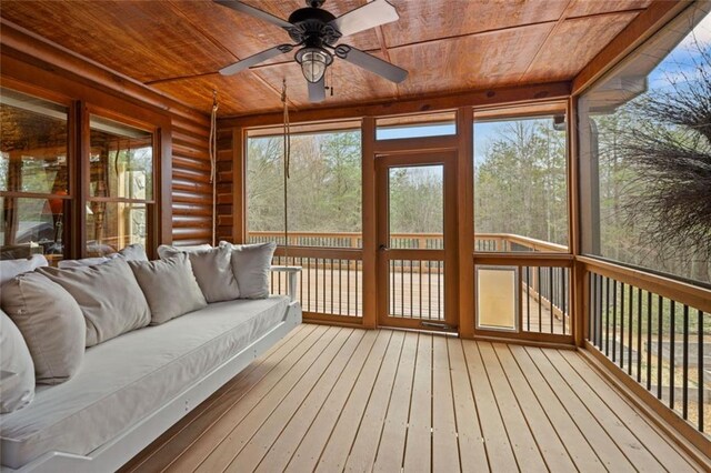 5505 Whitehall Rd, Lula, GA 30554 - sunroom / solarium featuring outdoor lounge area, a wealth of natural light, and a ceiling fan