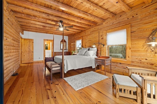 5505 Whitehall Rd, Lula, GA 30554 - bedroom with hardwood / wood-style floors, multiple windows, wooden ceiling, and beam ceiling