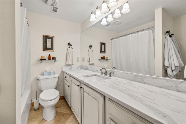 5505 Whitehall Rd, Lula, GA 30554 - bathroom with toilet, vanity, tile patterned flooring, and visible vents