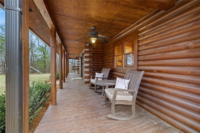 5505 Whitehall Rd, Lula, GA 30554 - deck featuring a porch and a ceiling fan