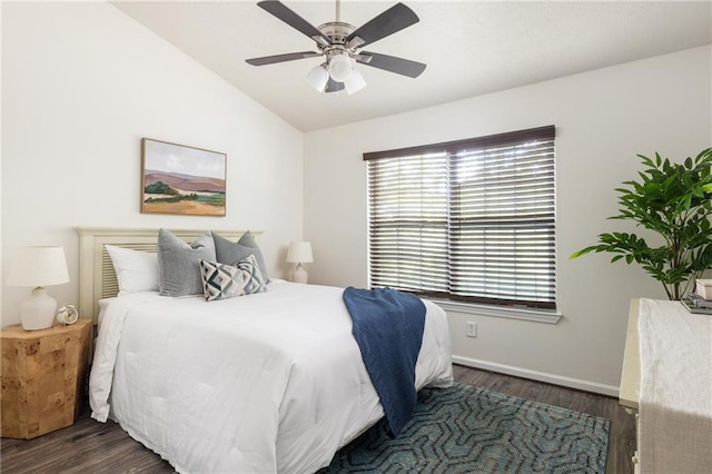 448 Teal Ct, Roswell, GA 30076 - bedroom featuring baseboards, a ceiling fan, vaulted ceiling, and wood finished floors
