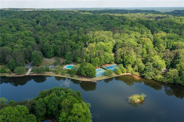 448 Teal Ct, Roswell, GA 30076 - bird's eye view with a water view and a forest view