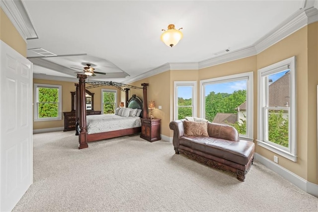 7025 Kettering Ln, Suwanee, GA 30024 - bedroom featuring light carpet, ornamental molding, and baseboards
