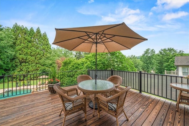 7025 Kettering Ln, Suwanee, GA 30024 - wooden terrace featuring outdoor dining area
