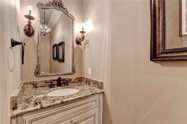8340 Royal Melbourne Way, Duluth, GA 30097 - bathroom featuring vanity and a chandelier