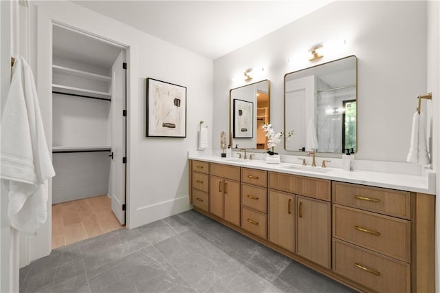 6178 Lake Lanier Height Rd, Buford, GA 30518 - full bath with double vanity and a shower with shower door