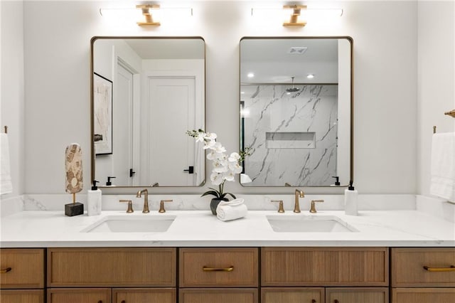 6178 Lake Lanier Height Rd, Buford, GA 30518 - full bath featuring double vanity and a marble finish shower
