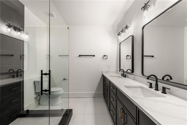 6178 Lake Lanier Height Rd, Buford, GA 30518 - full bath featuring double vanity, a stall shower, and tile patterned flooring