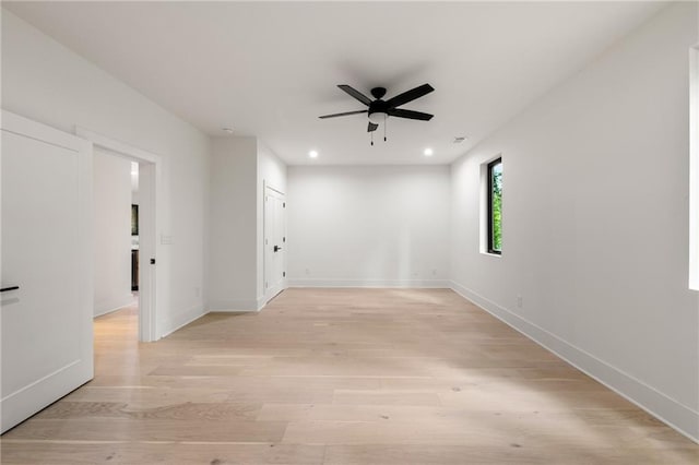 6178 Lake Lanier Height Rd, Buford, GA 30518 - empty room featuring a ceiling fan, light wood finished floors, and recessed lighting