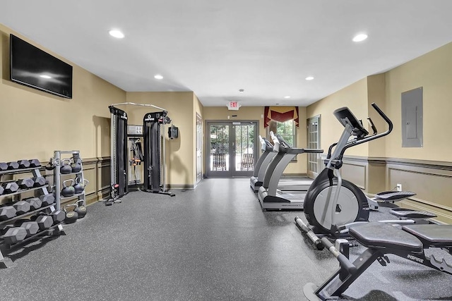 workout area featuring electric panel