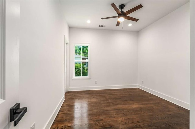 1317 Bernard St NW, Atlanta, GA 30314 - unfurnished room with recessed lighting, dark wood-type flooring, ceiling fan, and baseboards