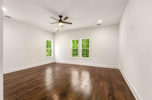 1317 Bernard St NW, Atlanta, GA 30314 - empty room featuring ceiling fan, dark wood finished floors, baseboards, and recessed lighting
