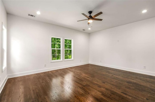 1317 Bernard St NW, Atlanta, GA 30314 - spare room with ceiling fan, baseboards, dark wood-style floors, and recessed lighting