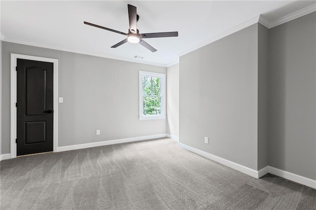 12995 Bucksport Dr, Roswell, GA 30075 - empty room featuring crown molding, carpet flooring, ceiling fan, and baseboards