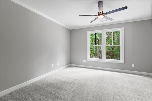 12995 Bucksport Dr, Roswell, GA 30075 - empty room featuring ornamental molding, baseboards, carpet flooring, and ceiling fan