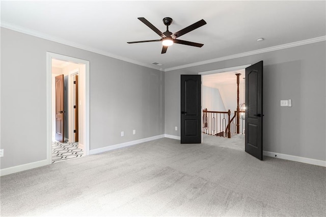 12995 Bucksport Dr, Roswell, GA 30075 - unfurnished bedroom with ornamental molding, carpet flooring, baseboards, and a ceiling fan
