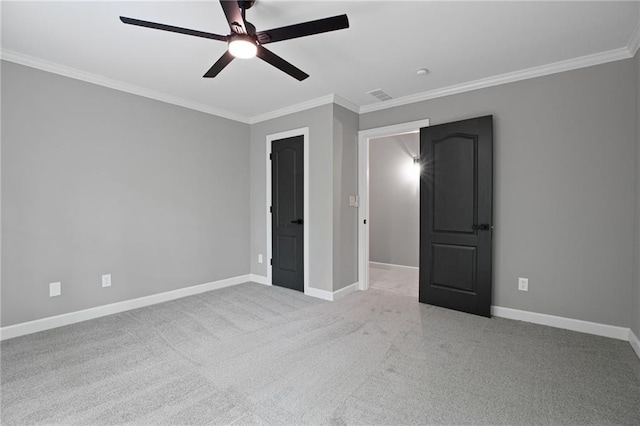 12995 Bucksport Dr, Roswell, GA 30075 - unfurnished bedroom featuring crown molding, baseboards, carpet flooring, and a ceiling fan