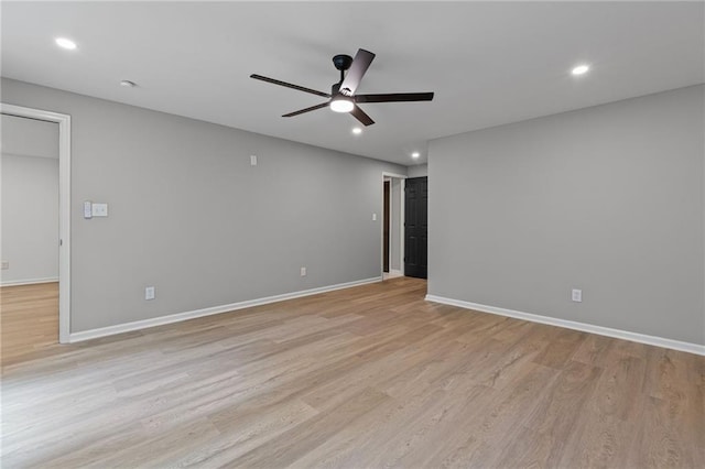 12995 Bucksport Dr, Roswell, GA 30075 - spare room with ceiling fan, light wood finished floors, recessed lighting, and baseboards