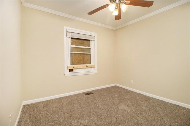 1907 Oak Valley Rd, Decatur, GA 30035 - carpeted spare room featuring baseboards, a ceiling fan, visible vents, and crown molding