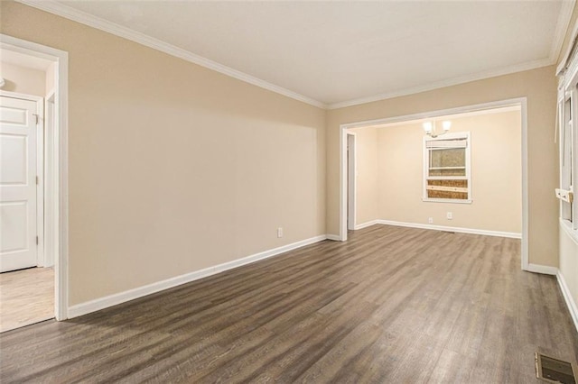 1907 Oak Valley Rd, Decatur, GA 30035 - empty room featuring baseboards, visible vents, crown molding, and dark wood-style floors