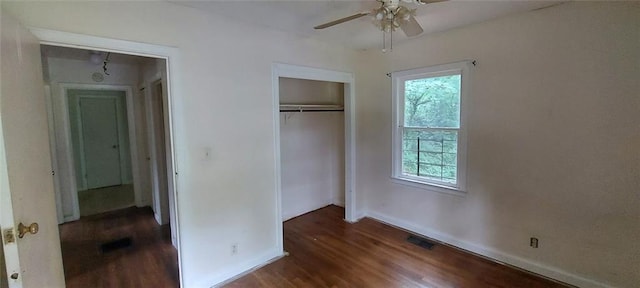 2980 Wanda Cir SW, Atlanta, GA 30315 - unfurnished bedroom featuring wood finished floors, a closet, baseboards, and a ceiling fan
