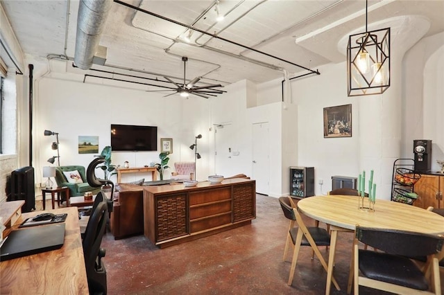 office area featuring ceiling fan