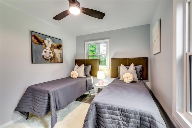 2162 Westover Dr, Atlanta, GA 30344 - bedroom with a ceiling fan and wood finished floors