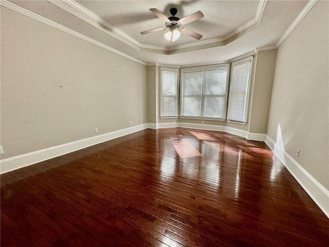 2822 Salem Oak Way, Duluth, GA 30096 - unfurnished room featuring hardwood / wood-style flooring, a ceiling fan, a tray ceiling, crown molding, and baseboards