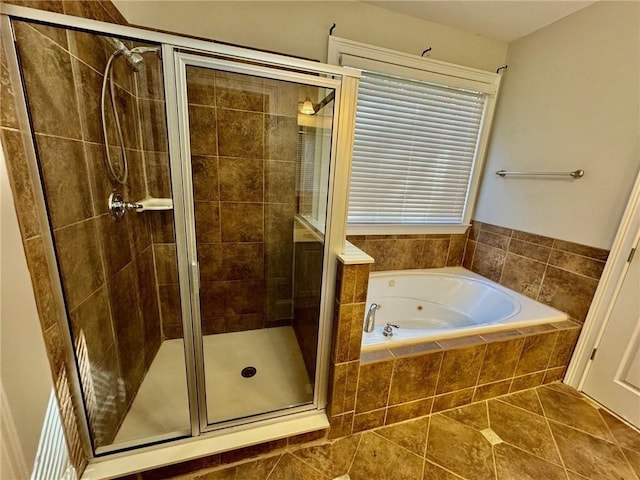 2822 Salem Oak Way, Duluth, GA 30096 - full bathroom featuring a jetted tub, a shower stall, and tile patterned floors