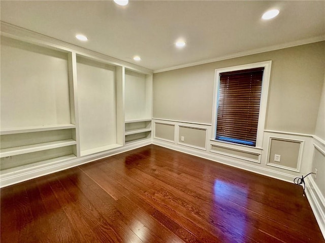 2822 Salem Oak Way, Duluth, GA 30096 - spare room featuring wood finished floors, ornamental molding, recessed lighting, and a wainscoted wall