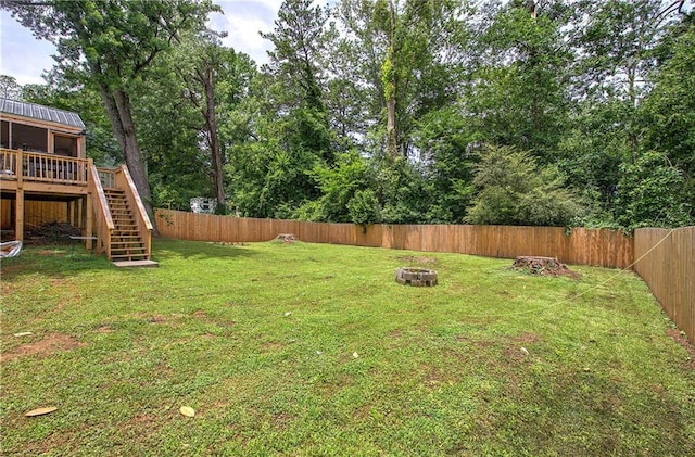1837 Lochlomand Ln SE, Smyrna, GA 30080 - view of yard with stairs, a fire pit, and a wooden deck