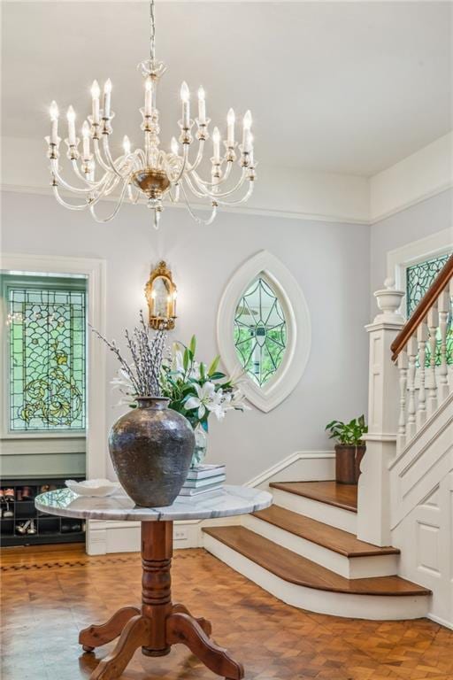 room details with a chandelier