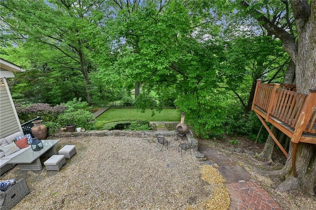 view of yard featuring a deck