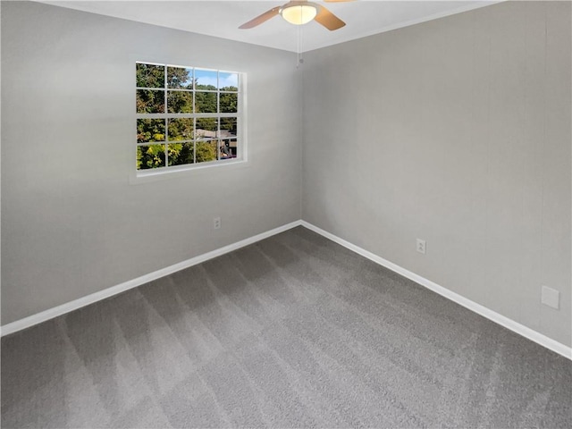 spare room with ceiling fan and carpet flooring