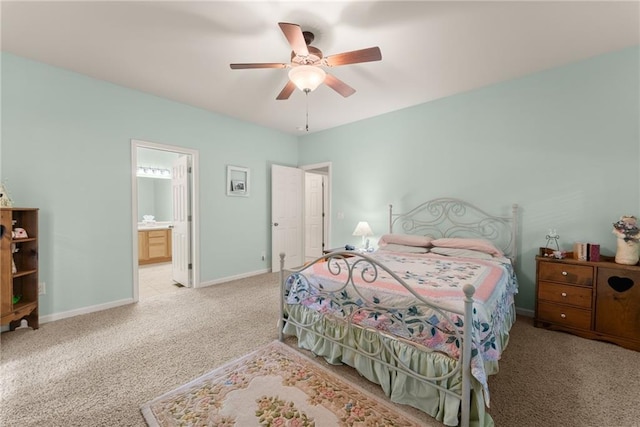 127 Walkabout Way, Dahlonega, GA 30533 - carpeted bedroom featuring ceiling fan and ensuite bathroom
