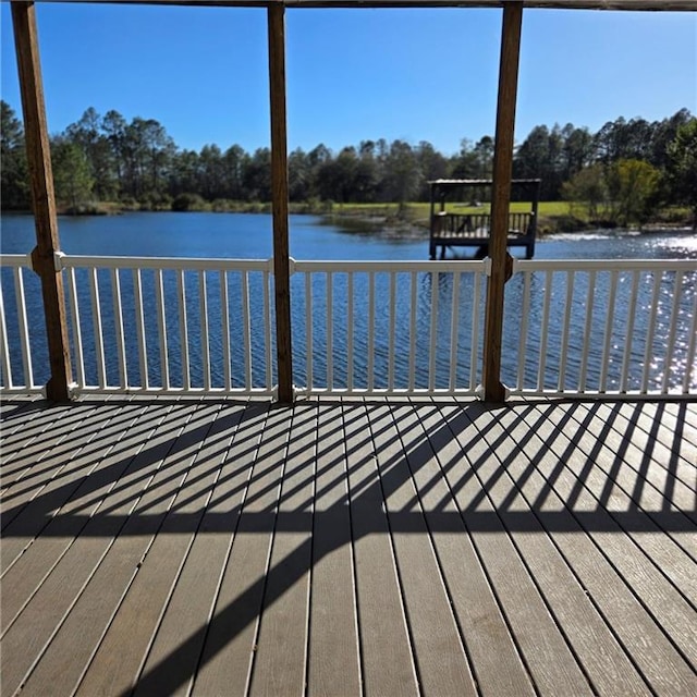 dock area with a water view