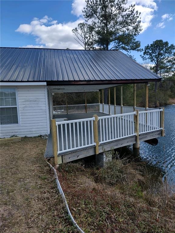 view of dock featuring a water view