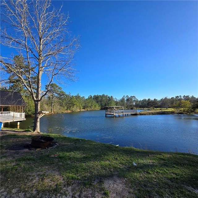 view of dock featuring a water view