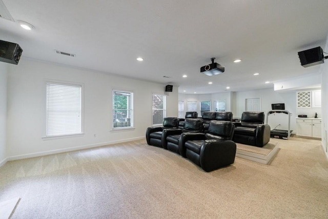 265 Dogwood Walk Ln, Norcross, GA 30071 - cinema room with light carpet, baseboards, and recessed lighting