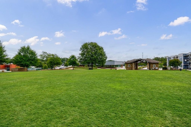 view of grassy yard with a gazebo