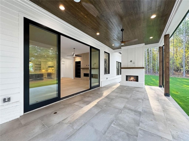 view of patio with ceiling fan