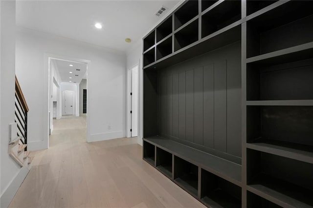 mudroom with light wood-type flooring