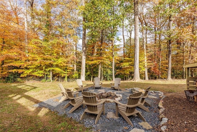 view of patio / terrace with an outdoor fire pit