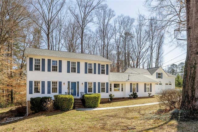 colonial house with a front lawn